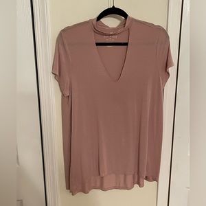 American Eagle oversized pink t shirt, low v neck, size large